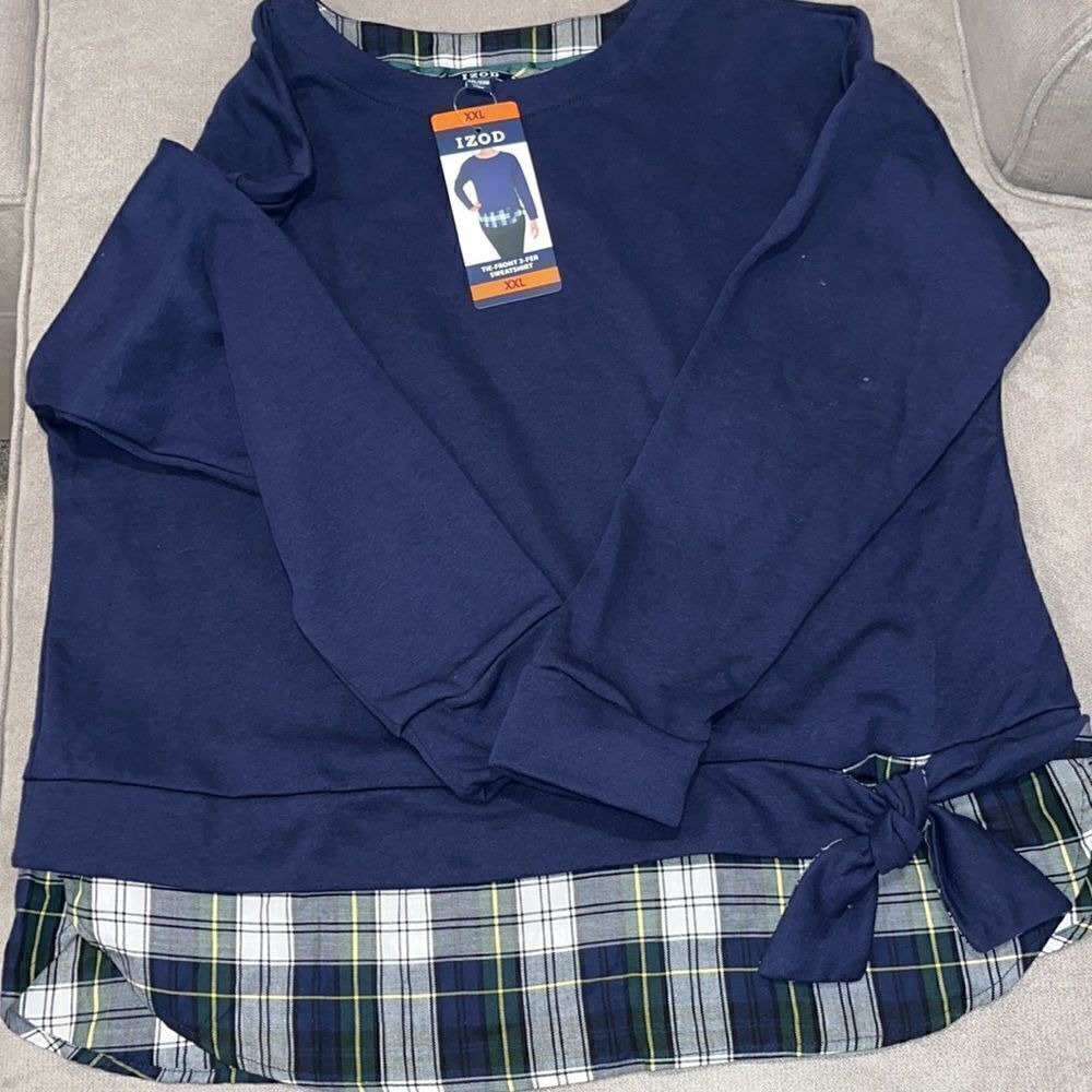 Izod Navy Blue Layered Tie-Hem Sweatshirt